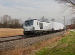 Die 247 902 mit den Verunglückten Meridians am 05.03.2016 unterwegs bei Thonstetten.