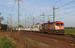 HVLE Tiger V330 mit GATX Ganzzug in Weiß gen Braunschweig. Aufgenommen am 26.04.2019 am Bahndreieck Stiedden. 