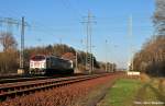 OHE 330094 als einzelnes Fahrzeug im letzten Licht gen Genshagener Heide unterwegs (Diedersdorf 07.04.10)