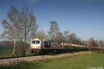 Der  Red Tiger  V20 der MKB ist hier am 25.03.07 mit dem Kalkleerzug vom HKW Chemnitz-Nord bei Ghren unterwegs.