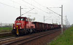 Am 04.04.17 rollte 261 095 mit der Übergabe aus dem Hafen Roßlau durch Rodleben zurück Richtung Magdeburg. 