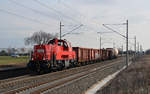 Vom Hafen Aken kommend führte 261 065 ihre Übergabe am 20.02.19 durch Rodleben Richtung Magdeburg.