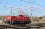 DB 261 024-4 als Tfzf Richtung Erfurt, am 28.02.2023 in Neudietendorf.