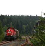 Gterverkehr im oberen Vogtland: 261 021 mit EK74830 Zwickau - Oelsnitz in Zwotental, 10.08.2012.