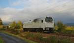 Die neue Voith Maxima 30CC der Claus Rodenberg Waldkontor GmbH (263 006-1). Hier Lz in Fahrtrichtung Sden kurz vor Eschwege West. Aufgenommen am 19.10.2010.