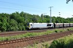263 004-4 von der HVLE bei der Ausfahrt von Senftenberg in Richtung Cottbus am 24.06.2016.