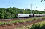 263 004-4 von der HVLE bei der Ausfahrt von Senftenberg in Richtung Cottbus am 24.06.2016.