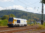   Die V 400.11 (92 80 1263 002-8 D-SGL), eine Voith Maxima 30CC, der SGL Schienen-Güter-Logistik GmbH, fährt am 10.09.2016 als Lz  durch Betzdorf/Sieg in Richtung Köln.