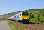 264 003 von Stock Transport mit einem Kesselzug in Richtung Wrzburg.Bild entstand bei Thngerheim am 24.7.2012