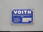 Typenschild der ersten Voith Maxima. Vorstellung der Lok am 3.3.2007 in Heidenheim.