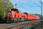 265 023-2 Arbeitszug mit E-Lok am Ende durch Bonn-Beuel - 01.11.2014