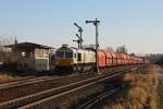 247 047 mit einem Gterzug am 27.12.2011 in Tling.