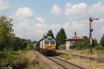 247 026 mit Güterzug am 06.09.2014 in Tittmoning-Wießmühl.