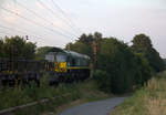 Ein Blick auf die Class 66 PB18 von der Rurtalbahn sie kommt mit einem Kurzen Kupferleerzug aus Olen(B) nach Hegyeshalom(H). 
Aufgenommen an der Montzenroute am Gemmenicher-Weg.
In der Abendstimmung an einem schönem Sommerabend vom 23.7.2018.