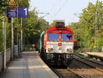 Die Class 66 DE6310  Griet  und 185 615-2 beide von Crossrail kommenn mit einem MSC-Containerzug aus Antwerpen-Krommenhoek(B) nach Germersheim(D) und kammen aus Richtung Aachen-West und fuhren durch Aachen-Schanz in Richtung Aachen-Hbf,Aachen-Rothe-Erde,Stolberg-Hbf(Rheinland)Eschweiler-Hbf,Langerwehe,Düren,Merzenich,Buir,Horrem,Kerpen-Köln-Ehrenfeld,Köln-West,Köln-Süd. 
Aufgenommen vom Bahnsteig von Aachen-Schanz. 
Bei Sommerwetter am Nachmittag vom 28.8.2018.