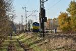 Heutenachmittag dieselte die RHC DE 676 samt einem langen Hochbordwagenzug bei Boisheim gen Dülken. 18.11.2018