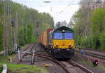 Die Class 66 PB14 von Crossrail kommt als Umleiter aus Richtung Aachen-West,Laurensberg,Richterich mit einem MSC-Containerzug aus Antwerpen-Krommenhoek(B) nach Germersheim(D) und fährt durch