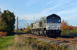 266 015 der HHPI rollte am 25.10.20 im neuen Gewand durch Greppin Richtung Bitterfeld. 