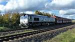 Heavy Haul Power Class 66, 266 015-7 ( 9280 1266 015-7 D-HHPI ) verlässt Gera mit einem Kohlezug aus Profen am 22.10.2022 in Richtung Chemnitz