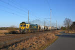 266 039 der BRLL schleppte für ihren Mieter FPL am 06.03.26 einen Transcereal durch Wittenberg-Labetz Richtung Dessau. Gruß zurück!