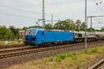 192 057 & RheinCargo DE670 (266 070) in Magdeburg Hbf, Juni 2023.
Ende des Bahnsteiges fotografiert