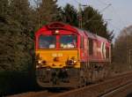 Im Abendlicht rauscht diese Class 66 in Richtung Meerbusch. Das Foto stammt vom 12.04.2008