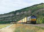 Am 21.8.2008 fuhr PB 12 im Dienste der DLC mit einem Containerzug bei Thngersheim im Maintal Richtung Wrzburg.