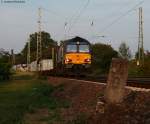 ERS 6611 mit einem Containerzug -> Norden  am km 59,9 14.8.09