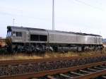 Die Class 66 der NBE-Rail abgestellt in Magdeburg - Rothensee am 08.11.2009
