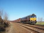 Class 66 29003 der Heavy Haul Power als Schublok mit dem Kohlependel Profen - Chemnitz / Kchwald hier kurz nach dem Hp Grodalzig 22.03.2010