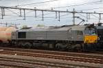 CAPTRAIN's Class 66 CB 1001 (ex Rail4chem, ex Veolia Cargo), lease von CB-rail, Bahnhof Venlo am 14/05/10. 