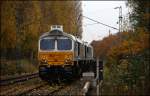 Zwei unbekannte Class66 von EuroCargoRail brummen von Bochum-Nord komment in Richtung Wanne-Eickel. (04.11.2010)

