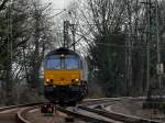 Die Class66 266 026-4 von BRLL (Beacon Rail Leasing Limited) fhrt fr Crossrail und kommt am 20.03.2011 als Lz die letzten Meter der Montzenroute von Belgien nach Aachen West runter um dort einen