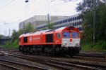 Die Class 66 DE6311  Hanna  von Crossrail kommt als Lokzug aus Montzen/Belgien und fhrt in Aachen-West ein bei Regenwetter.