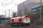 Die Class 66 DE6312  Alix  von Crossrail rangiert in Aachen-West bei Sonne und Wolken Mix am 9.3.2012