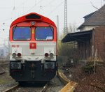 Die Class 66 PB12  Marleen  von Crossrail stand auf dem abstellgleis in Aachen-West an der Laderampe bei Wolken am 17.3.2012.