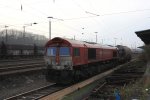 Die Class 66 PB03  Mireille  von Crossrail steht in Aachen-West an der Laderampe bei Wolken am 4.4.2012.