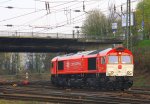 Die Class 66 DE6314  Hanna  von Crossrail rangiert in Aachen-West bei Abendstimmung am 6.4.2012.