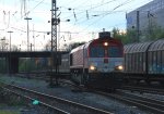 Ein Nachschuss von der Class 66 DE6312  Alix  von Crossrail rangiert in Aachen-West bei Abendstimmung am 20.4.2012.