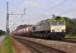 Ascendos Rail Leasing PB05-6609 (266 009), vermietet an Captrain Belgium, hat am 24.08.12 gerade den Bahnhof Diepholz mit einem HOYER-Containerzug in Richtung Osnabrück verlassen.