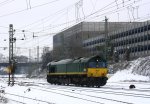 Die Class 66 PB20 von Railtraxx BVBA rangiert in Aachen-West  bei starken Schneefall bei etwa 14 Cm Schnee am Aachener-Westbahnhof am 24.2.2013. 