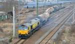 Am 03.03.13 verlsst 266 030 mit dem Quarzsandzug von Bitterfeld Richtung Eilenburg ihren Ausgangspunkt. Die Lok luft fr Captrain Deutschland.