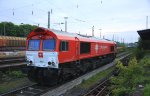 Die Class 66 PB03  Mireille  von Crossrail steht an der Laderampe in Aachen-West bei Wolken am Abend des 14.5.2013.