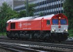 Die Class 66 DE6308  Anja  von Crossrail kommt als Lokzug aus Montzen(B) und fhrt in Aachen-West ein in der Abenddmmerung am 22.6.2013.