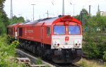 Zwei Class 66  DE6308  Anja  und die PB03  Mireille  beide von Crossrail stehen auf dem abstellgleis in Aachen-West  am Abend vom 2.7.2013.