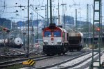 Die Class 66 DE6314  Hanna  von Crossrail steht in Aachen-West in der Abendstimmung am Abend vom 10.10.2013.