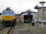 Warten auf neue Aufgaben im Gterverkehr in Blankenburg (Harz) am 02.11.2013