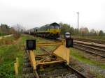 RheinCargo DE 63 mit dem DGS 95250 nach Großkorbetha, am 15.11.2013 vor der Abfahrt in Emleben.