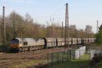 266 042 bzw. DE 680 oder MRCE561-5 zog am 19.3.14 einen Sandzug durch Ratingen-Lintorf.