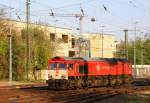 Ein Nachschuss von der Class 66 DE6302 Federica von Crossrail fährt als Lokzug von Aachen-West nach Montzen/Belgien. 
Aufgenommen vom Bahnsteig in Aachen-West bei schönem Frühlingswetter am 9.4.2014.